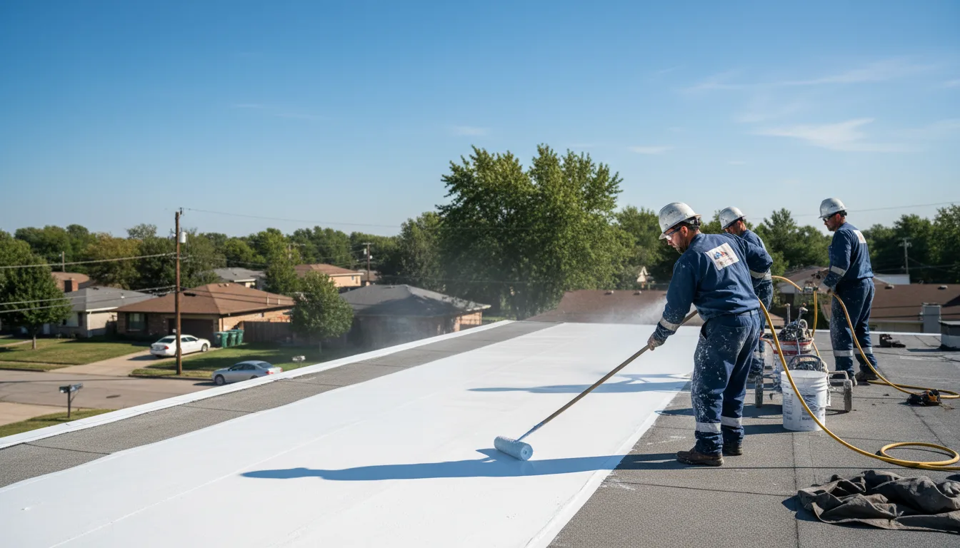 Commercial roof coating in Deanville, TX near me